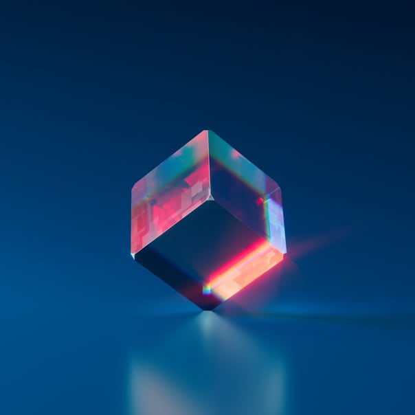 tranparent glass cube